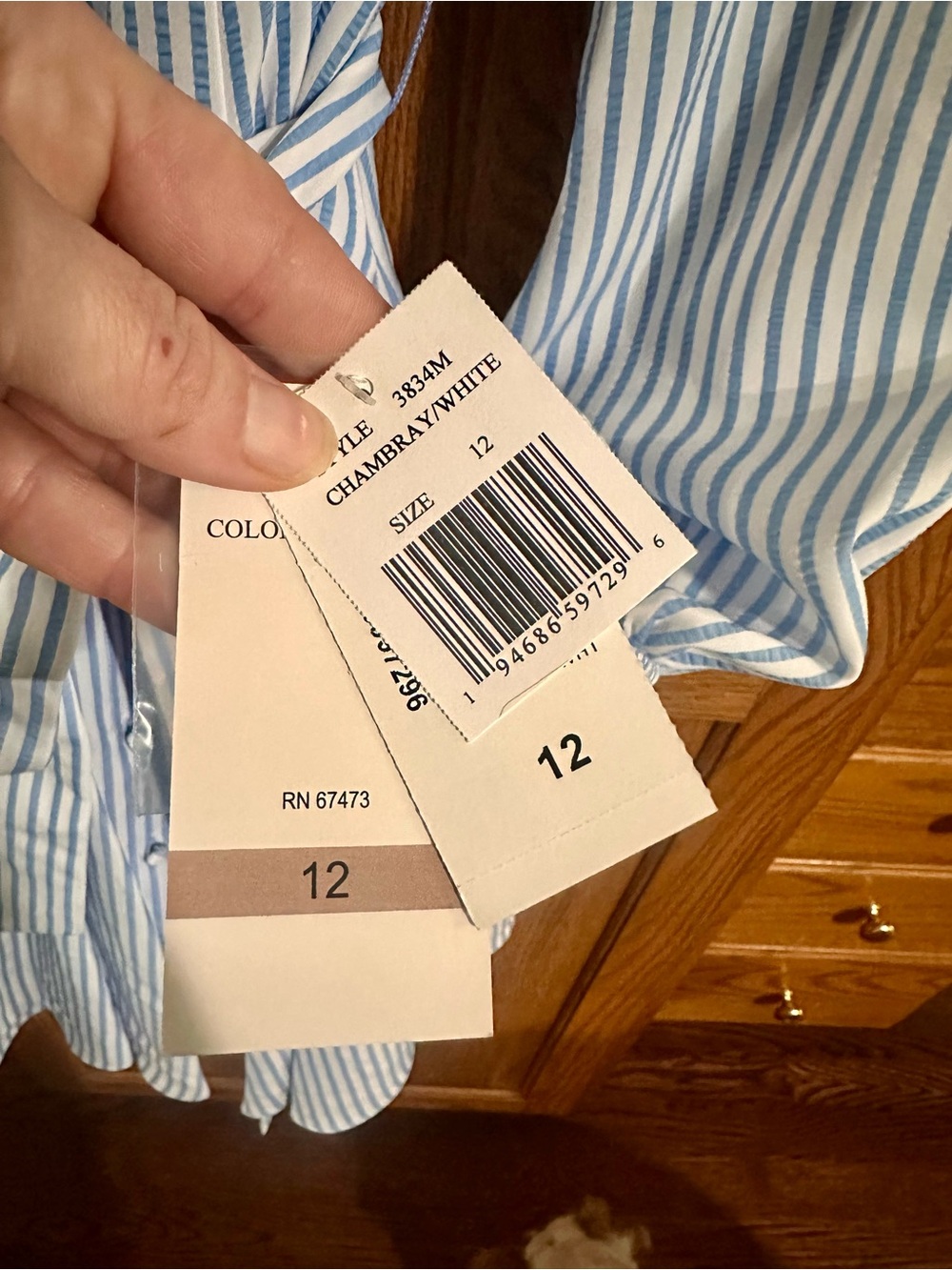 Taylor Blue & White Striped Mini Dress – NWT – Size 12 - Picture 2 of 3